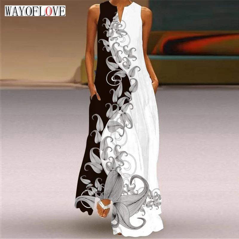 WAYOFLOVE Ladies Spring Summer White Long Dress Loose Sleeveless V-neck Flower Print Elegant Dresses Party Boho Beach Maxi Dress
WAYOFLOVE Ladies Spring Summer White Long Dress Loose Sleeveless V-neck Flower Print Elegant Dresses Party Boho Beach Maxi Dress