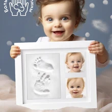 New Baby Handprint and Footprint Makers Kit DIY Newborn Baby Keepsake Frame Clay Hand Print Picture Frame Foot Impression Photo