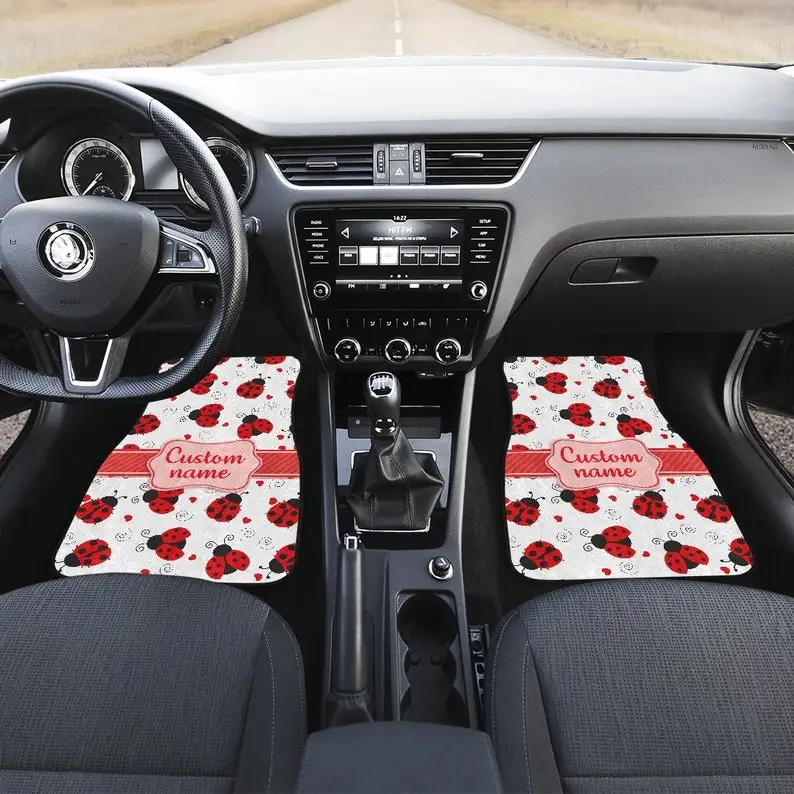 

Personalized Ladybug Love Front And Back Car Mats, Ladybird Car Floor Mats Set, Lady Bug Lover Gift, Custom Full Car Mat Set, Ca