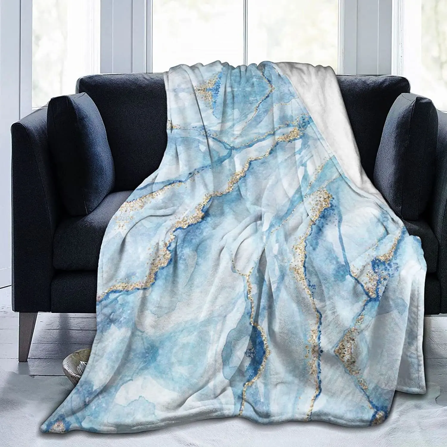 Blue Dark Gold Marble Pattern Flannel Throw Blanket Home Decor for Bed Sofa Couch King Queen Size Warm Lightweight Super Soft
Blue Dark Gold Marble Pattern Flannel Throw Blanket Home Decor for Bed Sofa Couch King Queen Size Warm Lightweight Super Soft