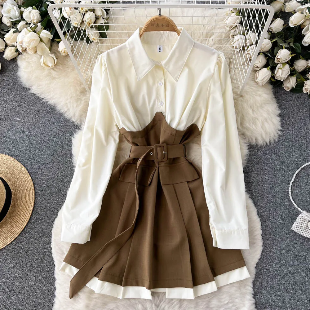 High Sense Niche Design Color Contrast Long Sleeve Dress Autumn Women's French Style Slim Blouse Skirt
High Sense Niche Design Color Contrast Long Sleeve Dress Autumn Women's French Style Slim Blouse Skirt