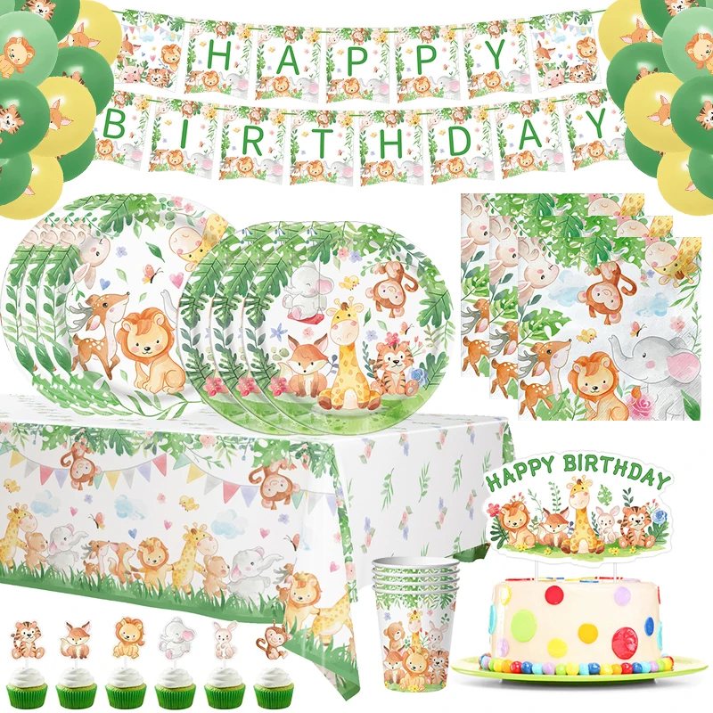 Jungle Safari Theme Birthday Party Decorations Paper Plate Cup Table Cover Banner Disposable Tableware Baby Shower Supplies
Jungle Safari Theme Birthday Party Decorations Paper Plate Cup Table Cover Banner Disposable Tableware Baby Shower Supplies