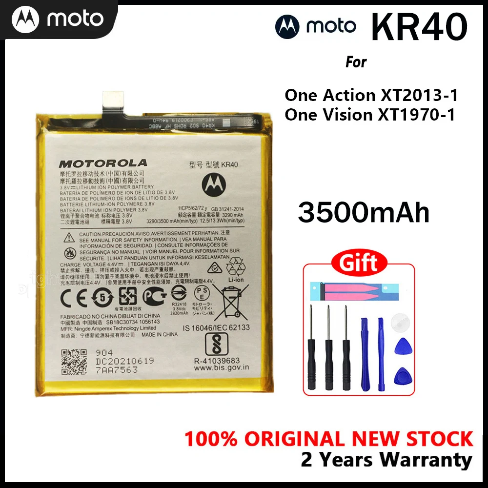 

Motorola 100% оригинальный KR40 3500 мАч аккумулятор для Moto One Action XT2013-1 / One Vision XT1970-1 батарея для телефона с бесплатными инструментами