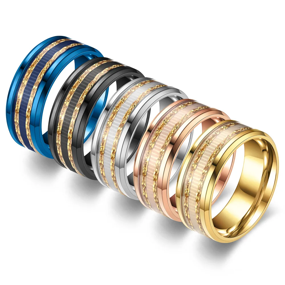 New Classic 8Mm Fashion Stainless Steel Couple Inset Gold Ring for Male Business Wedding Party Jewelry Gift
New Classic 8Mm Fashion Stainless Steel Couple Inset Gold Ring for Male Business Wedding Party Jewelry Gift