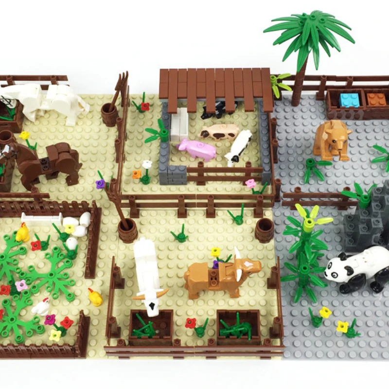 

Cowpen Pig Shed Chicken Farm Panda Horse DIY Assembled Small Particle Building Blocks Agricultural Scene Children's Leisure Toys