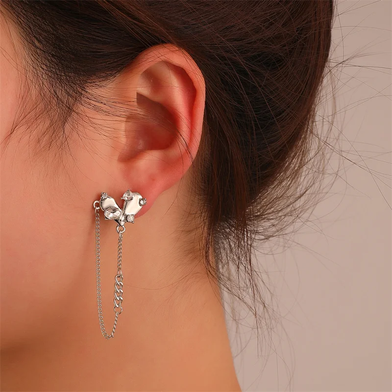 High Quality Cold Wind Asymmetric Love Earrings Women Fashion Simple Niche Design Long Chain Shiny Zircon Ladies Earrings
High Quality Cold Wind Asymmetric Love Earrings Women Fashion Simple Niche Design Long Chain Shiny Zircon Ladies Earrings