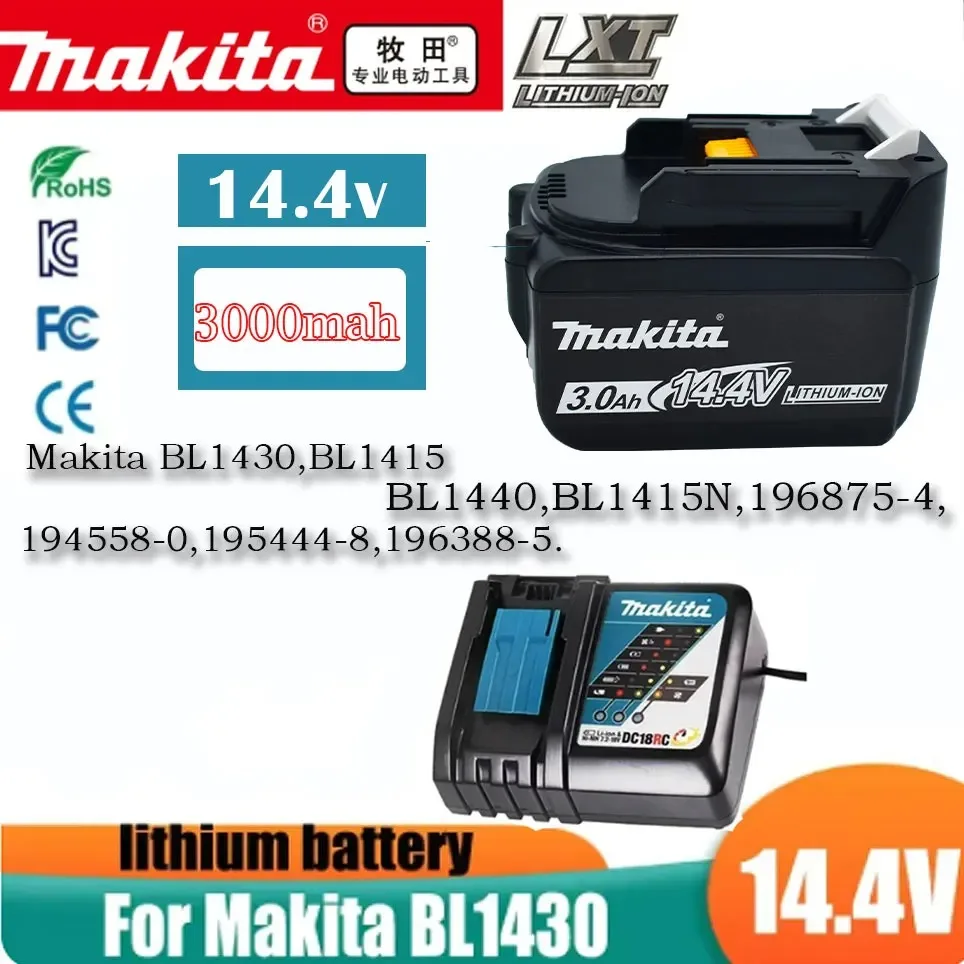 100% оригинал Makita 14 4 В 3000 мАч для аккумулятора аккумуляторные инструменты BL1440 BL1430