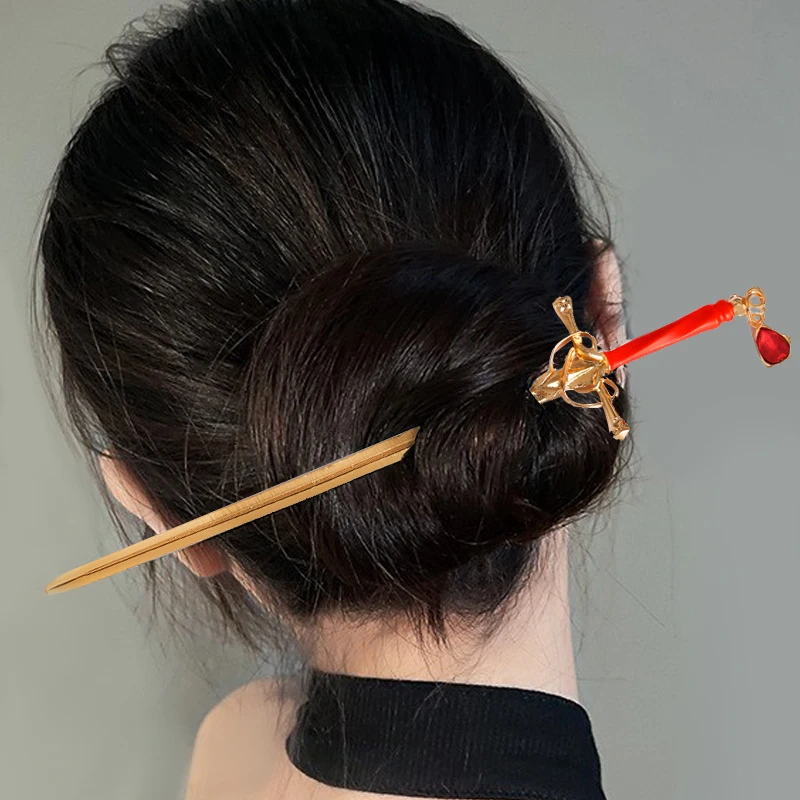 Punk Ruby Pendant Sword Hairpin Chinese Simple Snake Hair Sticks for Women DIY Hairstyle Trendy Hair Accessories
Punk Ruby Pendant Sword Hairpin Chinese Simple Snake Hair Sticks for Women DIY Hairstyle Trendy Hair Accessories