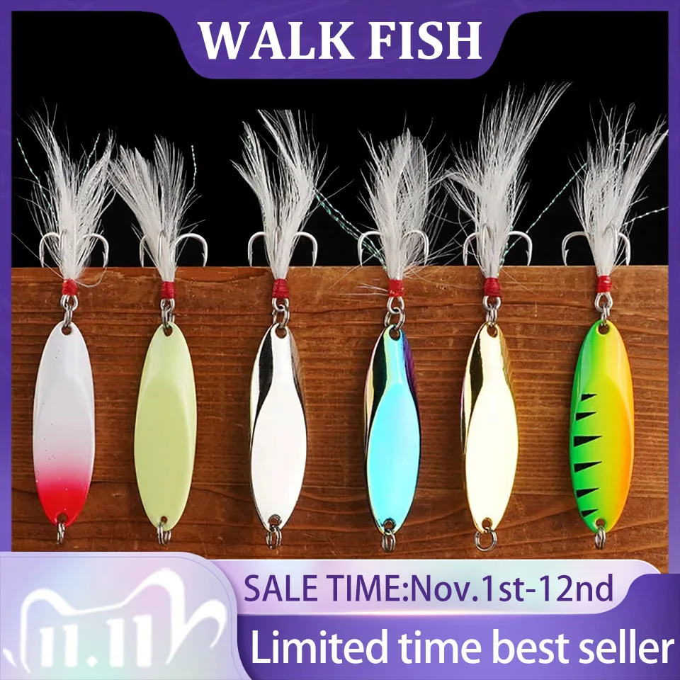 WALK FISH 1Pcs Metal Spinner Spoon Lures Trout Fishing Lure Hard Bait Sequins Paillette Artificial Baits Spinnerbait Fish Tools
WALK FISH 1Pcs Metal Spinner Spoon Lures Trout Fishing Lure Hard Bait Sequins Paillette Artificial Baits Spinnerbait Fish Tools