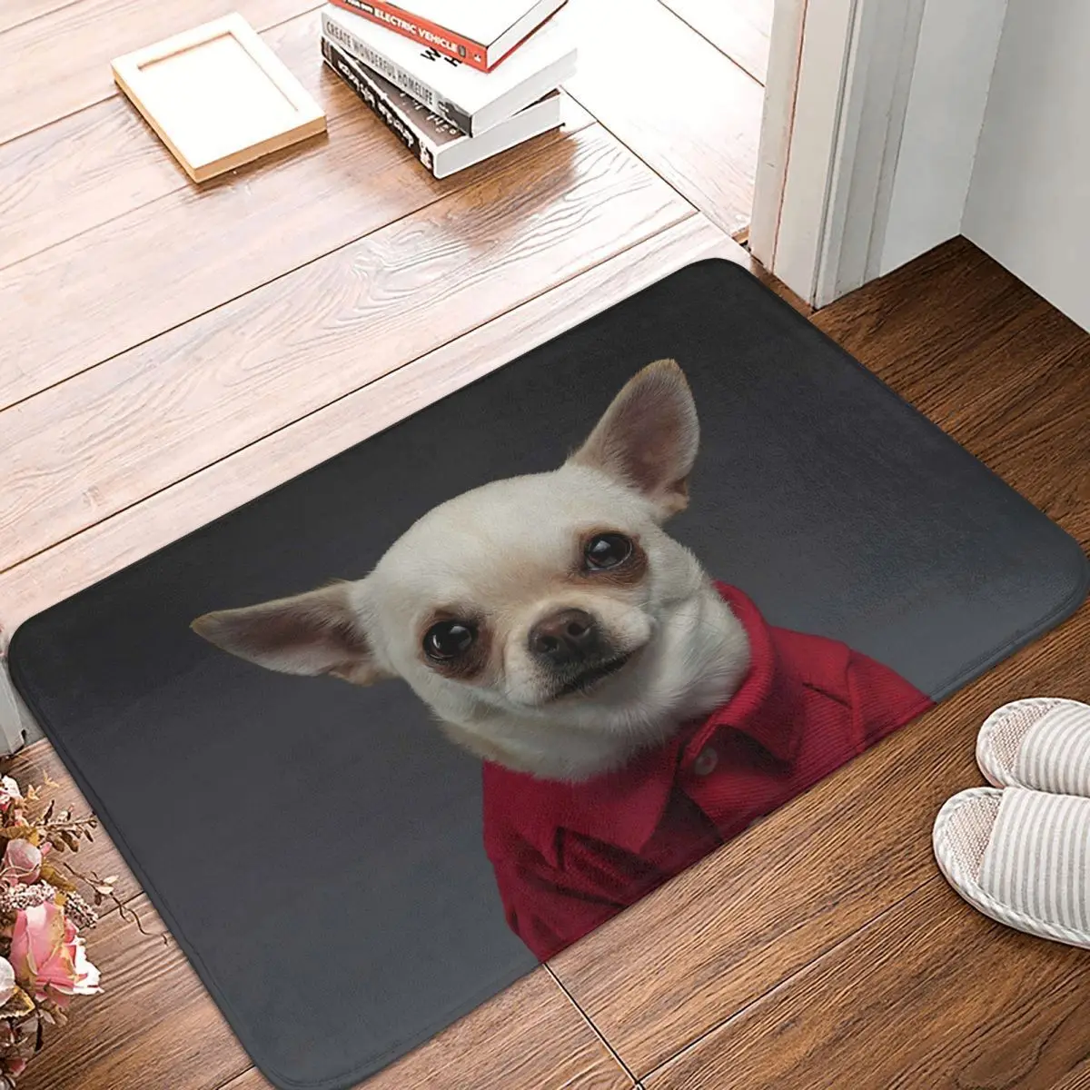 Closeup Portrait Chihuahua Dog In Stylish Clothes . Doormat Rug carpet Mat Footpad Bath mat Non-slip durable Washable
Closeup Portrait Chihuahua Dog In Stylish Clothes . Doormat Rug carpet Mat Footpad Bath mat Non-slip durable Washable