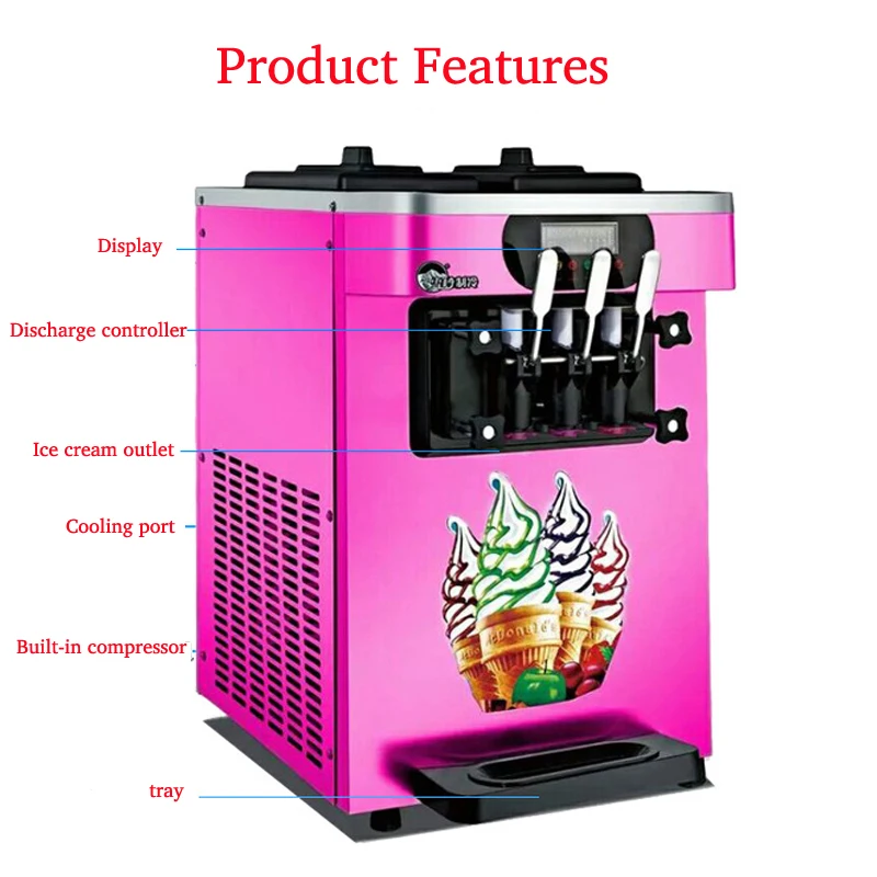 Desktop Ice Cream Maker Fully Automatic Three Heads Soft Ice Cream Machine
Desktop Ice Cream Maker Fully Automatic Three Heads Soft Ice Cream Machine