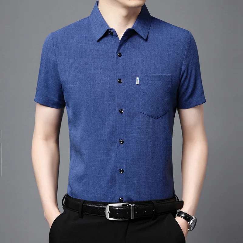 Summer new men's shirt short sleeve pure color imitation cotton linen men's shirt lapel shirt
Summer new men's shirt short sleeve pure color imitation cotton linen men's shirt lapel shirt