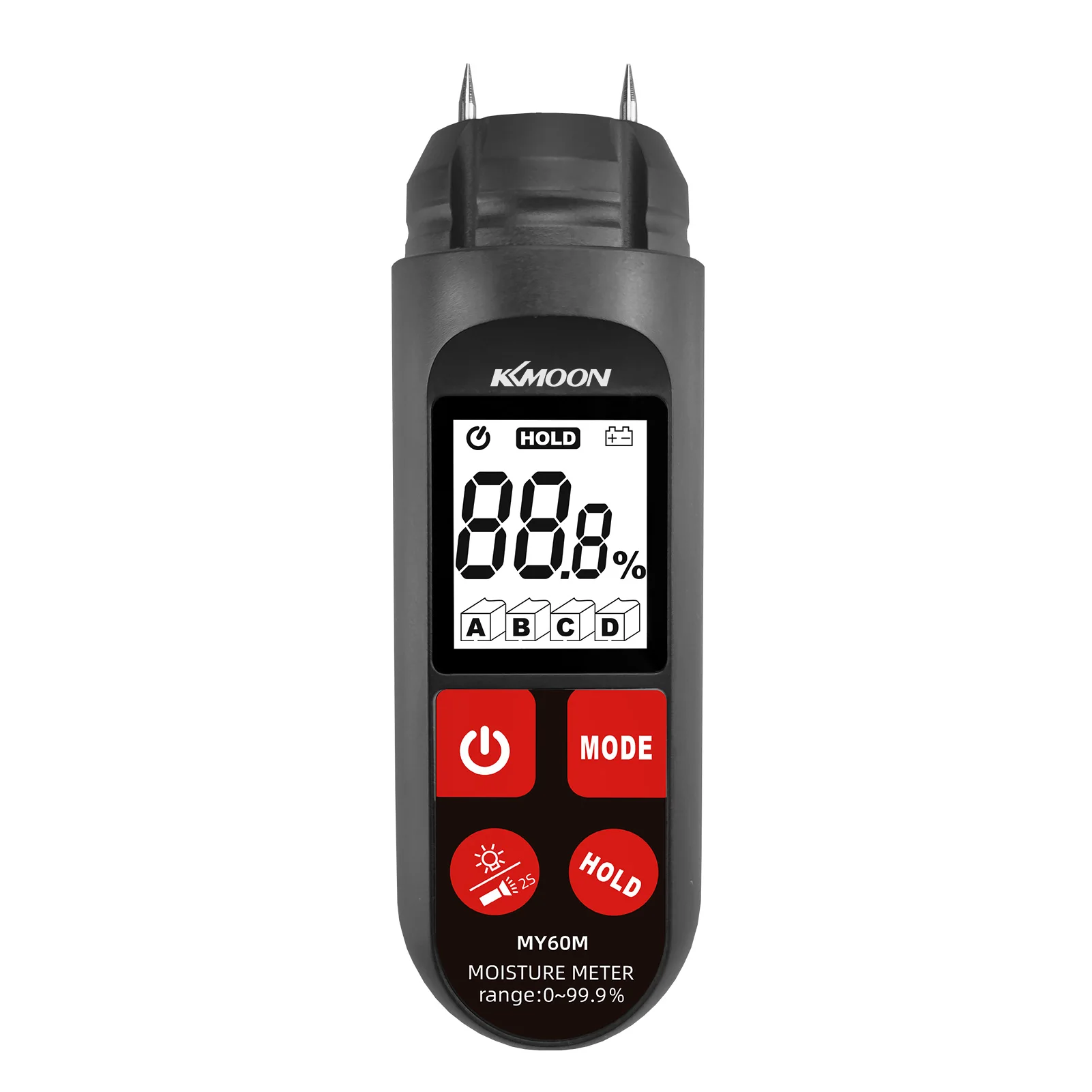 KKmoon MY60M Moisture Meter Wood Moisture Tester Moisture Sensor Digital Moisture Detector Analyzer with Flashlight
KKmoon MY60M Moisture Meter Wood Moisture Tester Moisture Sensor Digital Moisture Detector Analyzer with Flashlight