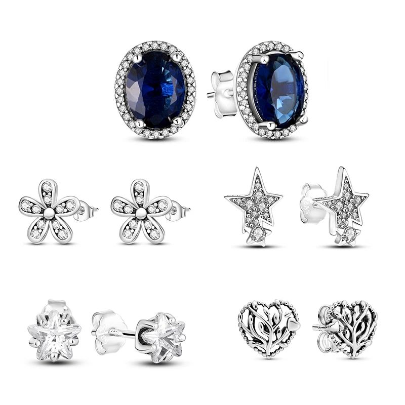 Silver 925 Sparkling Statement Blue Stone Stud Earrings Heart Flower Sterling Small Earrings Original Brand Jewelry For Women
Silver 925 Sparkling Statement Blue Stone Stud Earrings Heart Flower Sterling Small Earrings Original Brand Jewelry For Women