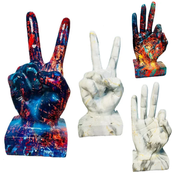 Modern Resin Gesture Sculpture Decoration Oil Painting Victory Statuettes Ornament Home Figurines Desktop Decorate Crafts
Modern Resin Gesture Sculpture Decoration Oil Painting Victory Statuettes Ornament Home Figurines Desktop Decorate Crafts