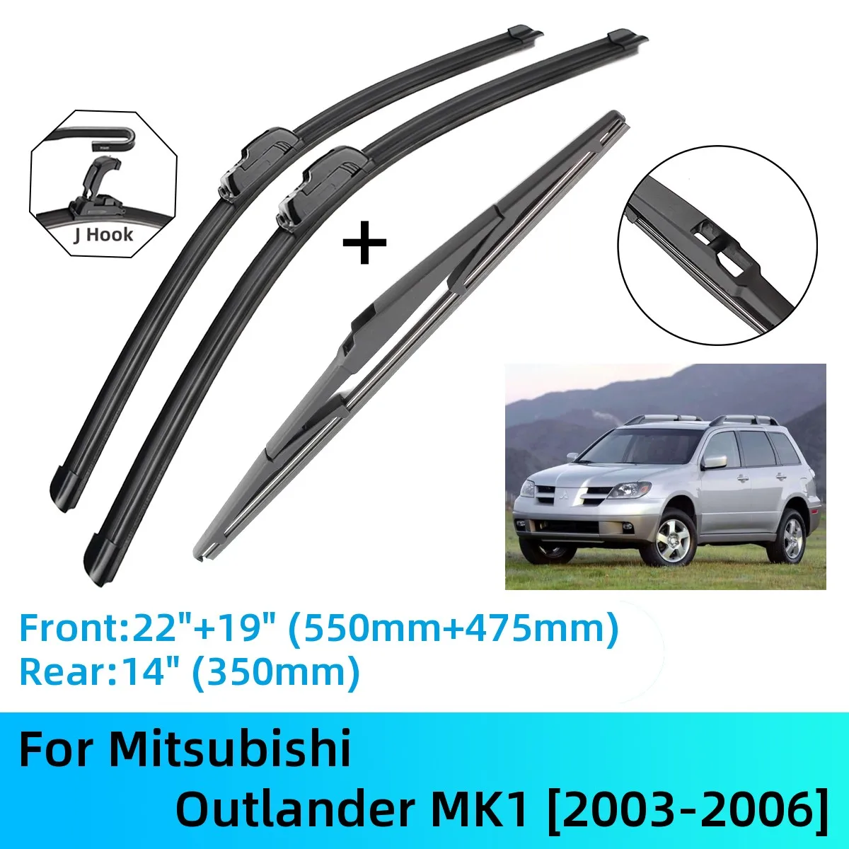 For Mitsubishi Outlander MK1 Front Rear Wiper Blades Brushes Cutter Accessories J U Hook 2003-2006 2003 2004 2005 2006
For Mitsubishi Outlander MK1 Front Rear Wiper Blades Brushes Cutter Accessories J U Hook 2003-2006 2003 2004 2005 2006