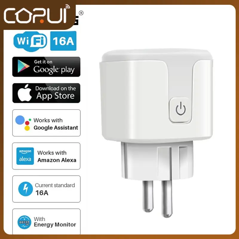 

Wifi Plug Timer 16a Smart Outlet Power Monitoring Overcharge Protection Wifi Socket Voice Control Via Alexa Google Home Eu Plug