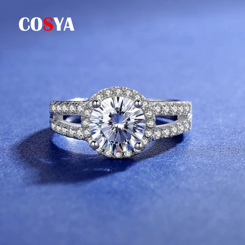 COSYA 925 Sterling Silver Real 1.5-2 Carat Moissanite Diamond Rings For Women Wedding Sparkling Fine Jewelry Valentine Gifts
COSYA 925 Sterling Silver Real 1.5-2 Carat Moissanite Diamond Rings For Women Wedding Sparkling Fine Jewelry Valentine Gifts