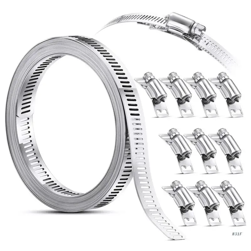 

Adjustable 304 Stainless Steel Hose Clamp with Fasteners Duct Clamps for Automotive Pipes Cables Tubes Heating Cooling