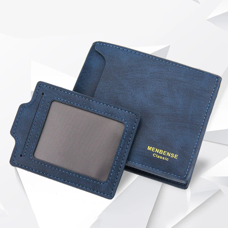 

Классические мужские кошельки 2023, винтажный кошелек из искусственной кожи с защитой от кражи, короткий складной кошелек для визиток и карт, мужской кошелек