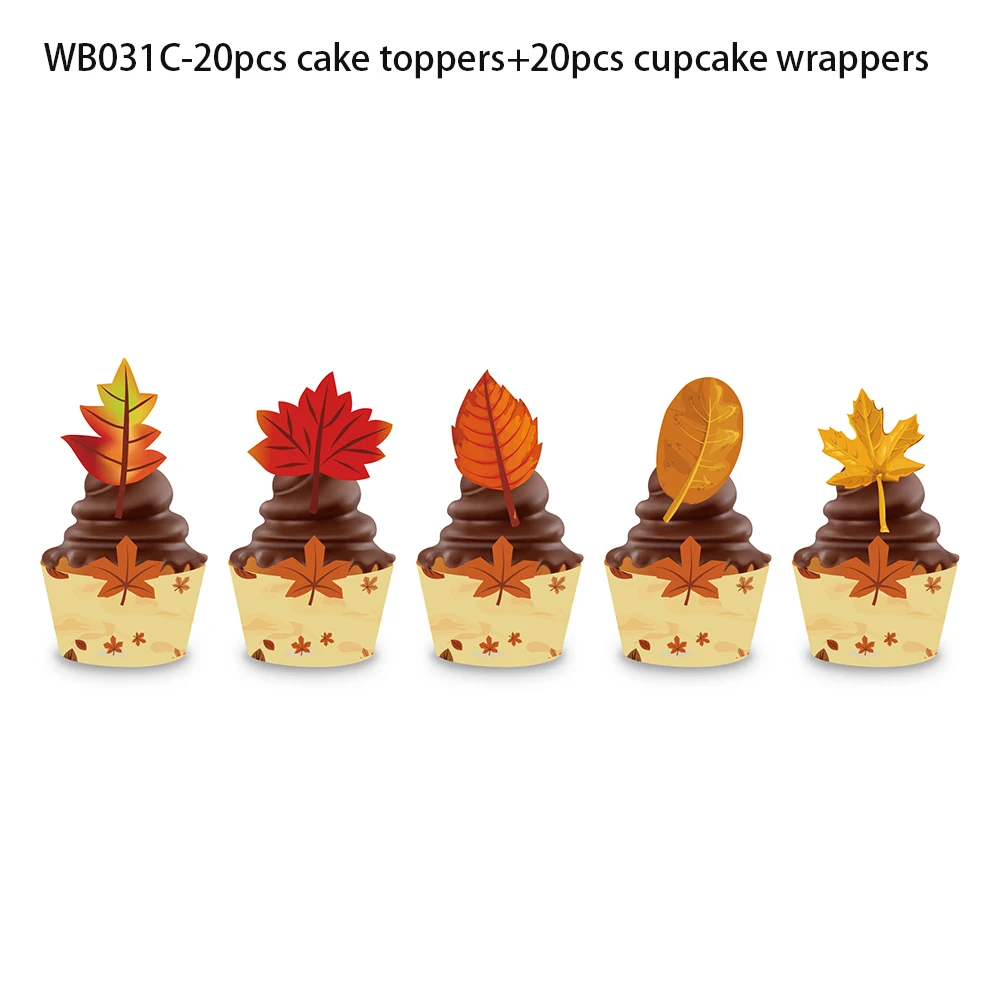20pcs/set Autumn Fall Maple Leaf Thanksgiving Day Cake Toppers and Cupcake Wrappers Thanksgiving Day Carnival Party Decorations
20pcs/set Autumn Fall Maple Leaf Thanksgiving Day Cake Toppers and Cupcake Wrappers Thanksgiving Day Carnival Party Decorations