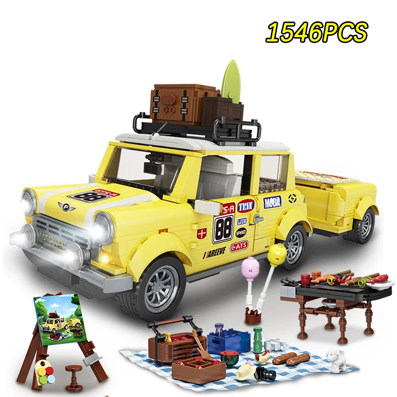 New MOC Tourist Picnic Car Trailer Tractor DIY Building Block Set Transport Children's Educational Bricks Toys Gift
New MOC Tourist Picnic Car Trailer Tractor DIY Building Block Set Transport Children's Educational Bricks Toys Gift