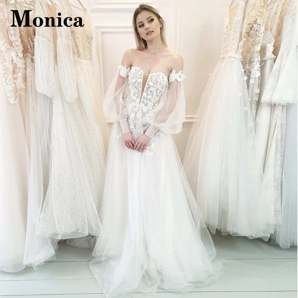 MONICA Fairytale A-line Wedding Dresses For Women Detachable Lantern Sleeves Lacing Up Appliques Vestidos De Novia Custom Made
MONICA Fairytale A-line Wedding Dresses For Women Detachable Lantern Sleeves Lacing Up Appliques Vestidos De Novia Custom Made