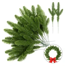 1Pack Christmas Pine Needle Branches Fake Plant Christmas Tree Ornament Decorations for Home DIY Wreath Gift Box Wedding Flowers