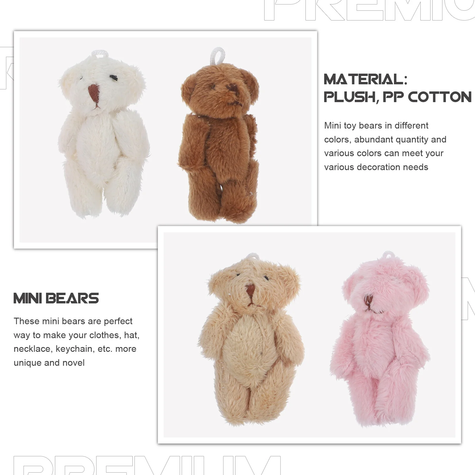 20 Pcs Mini Plush Bear Miniature Figures Stuffed Animals Playset Accessories Hat Pp Cotton Bears Crafts
20 Pcs Mini Plush Bear Miniature Figures Stuffed Animals Playset Accessories Hat Pp Cotton Bears Crafts