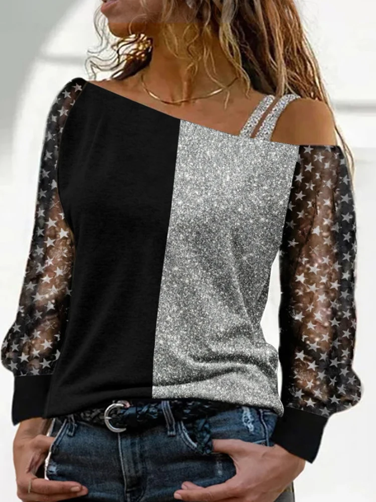 2022 Spring Summer Women Shirts Sexy Slant Neck Halter One Shoulder Blouse Elegant See Through Star Print Long Sleeve Loose Tops
2022 Spring Summer Women Shirts Sexy Slant Neck Halter One Shoulder Blouse Elegant See Through Star Print Long Sleeve Loose Tops