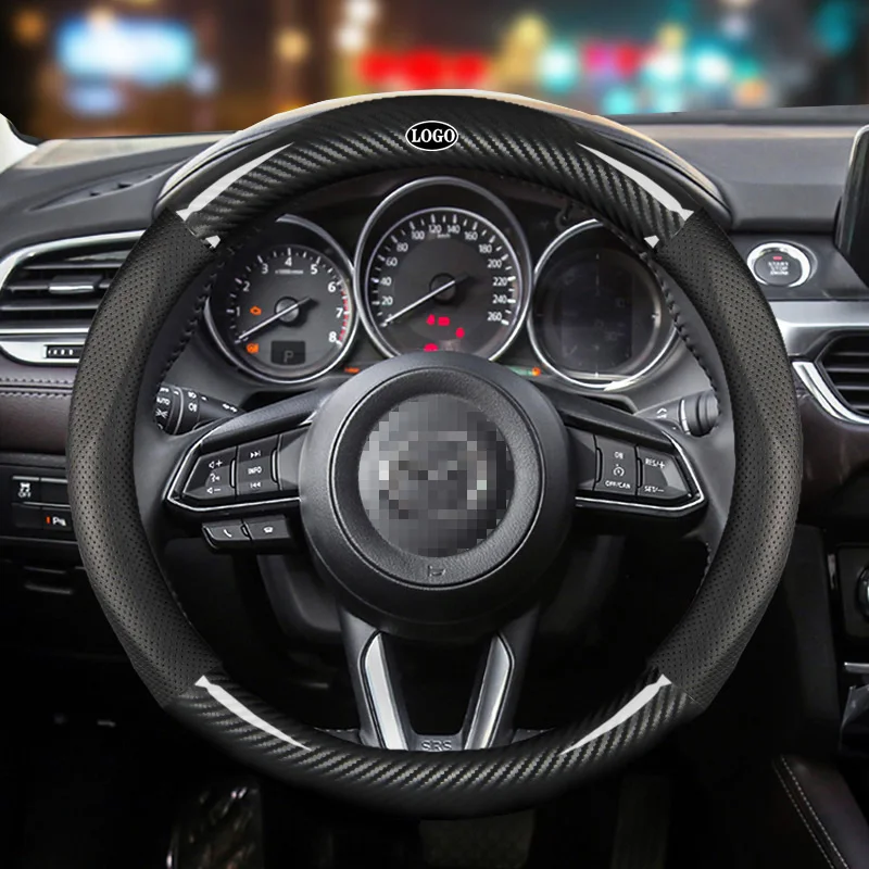 Автомобильный чехол на руль из углеродного волокна 38 см для Mazda Все модели Atenza AXELA