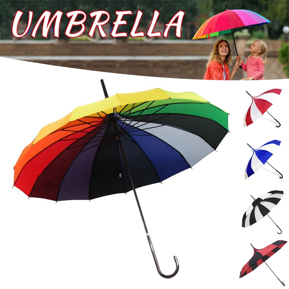 Fashion Rainbow Umbrella 16 Bone Straight Handle Umbrella UV Protective Windproof Umbrella Wedding Party Sun Rain Sunshade
Fashion Rainbow Umbrella 16 Bone Straight Handle Umbrella UV Protective Windproof Umbrella Wedding Party Sun Rain Sunshade