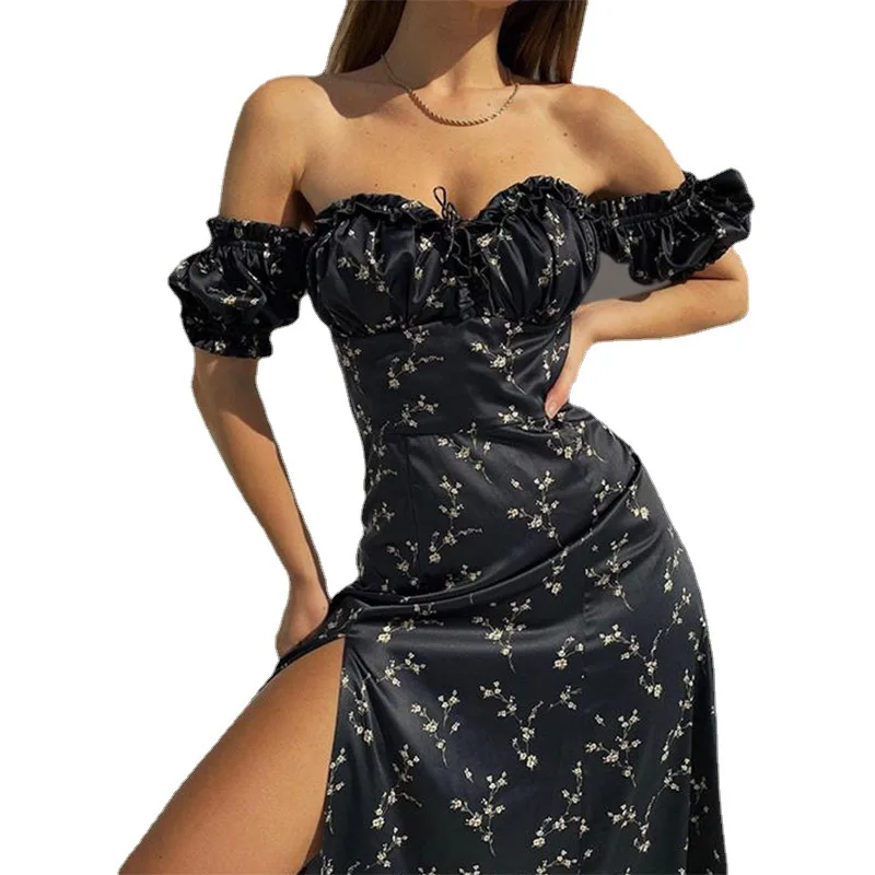 Женское платье-миди без бретелек, с коротким рукавом и высокой талией
Женское платье-миди без бретелек, с коротким рукавом и высокой талией