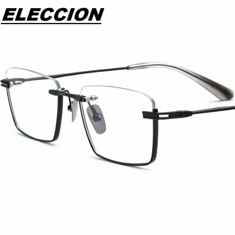 

ELECCION Pure Titanium Glasses Frame Men 2022 New Semi Rimless Square Prescription Eyeglasses Optical Frame Eyewear DTX-416
