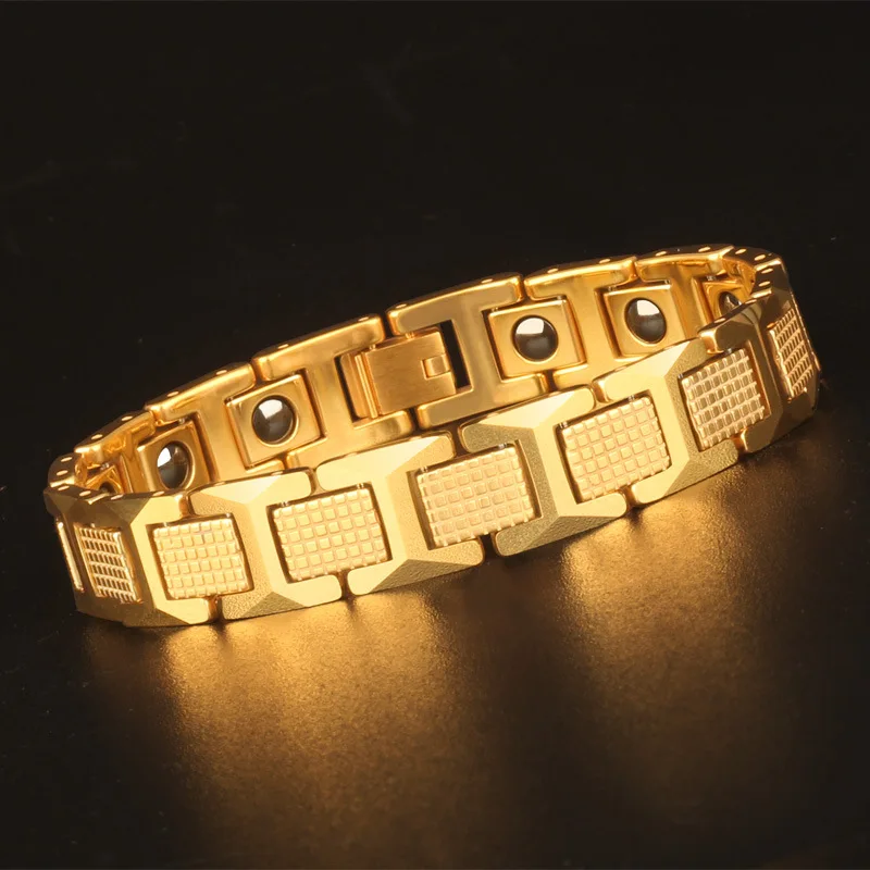 Fashionable Popular Health Care Ornament Magnet Men's Tungsten Steel Hand Chain Wide Simple Personality Gold Plated Jewelry
Fashionable Popular Health Care Ornament Magnet Men's Tungsten Steel Hand Chain Wide Simple Personality Gold Plated Jewelry