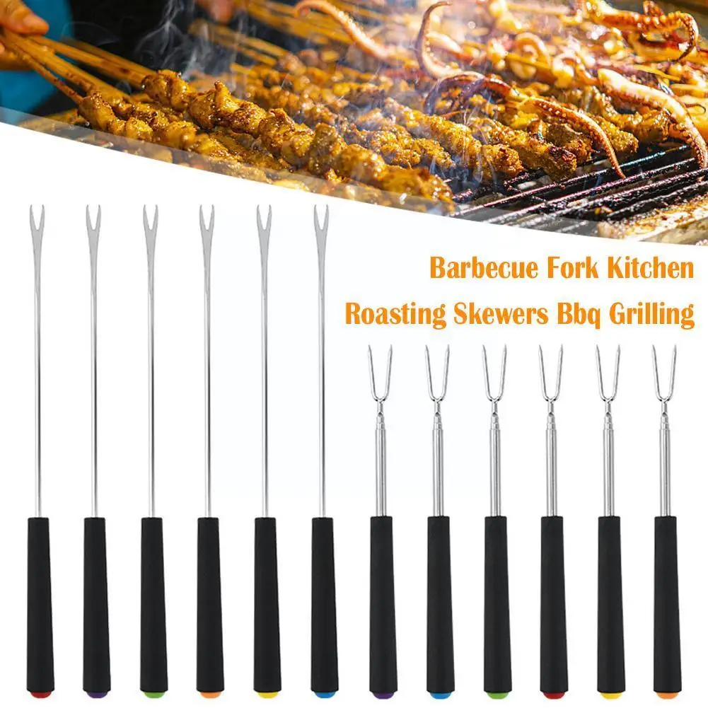 

6Pcs Telescopic Barbecue Fork Kitchen Roasting Skewers Grill Cooking Supplies Forks Meat Tools Outdoor Bbq Grilling Outdoor U4X5