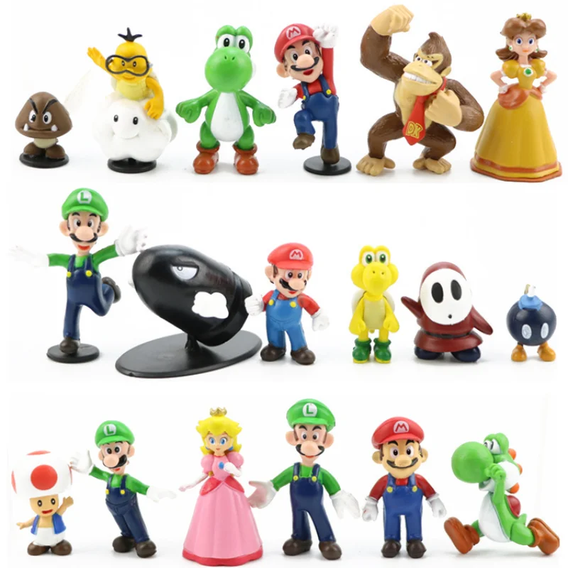 18pcs/Set Super Mario Green Treasure Mushroom Peach Princess Luigi Donkey Kong PVC Toy Action Figures Model Kids Birthday Gift
18pcs/Set Super Mario Green Treasure Mushroom Peach Princess Luigi Donkey Kong PVC Toy Action Figures Model Kids Birthday Gift