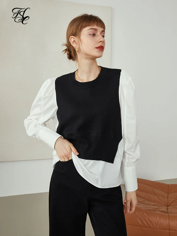 FSLE Sweater Women Retro Round Neck Knitted Tops Ladies Lazy Top Harajuku Sweater Black White Stitching Simple Pullovers
FSLE Sweater Women Retro Round Neck Knitted Tops Ladies Lazy Top Harajuku Sweater Black White Stitching Simple Pullovers