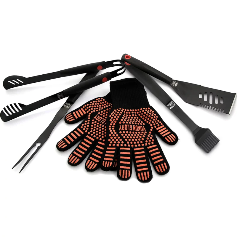 YG-1455 Grill Tools Premium 5 Piece Grilling Utensils Kit, Durable Steel Tongs, Gloves, 3 in 1 Spatula, Flipper Fork, and Cleani
YG-1455 Grill Tools Premium 5 Piece Grilling Utensils Kit, Durable Steel Tongs, Gloves, 3 in 1 Spatula, Flipper Fork, and Cleani