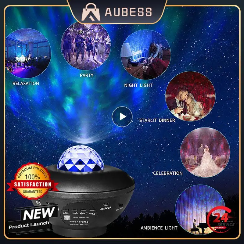 Multifunctional Atmosphere Night Light Star Light Projection Lamp USB Music Bedside Lamp Four-color Novelty Lighting 
Multifunctional Atmosphere Night Light Star Light Projection Lamp USB Music Bedside Lamp Four-color Novelty Lighting