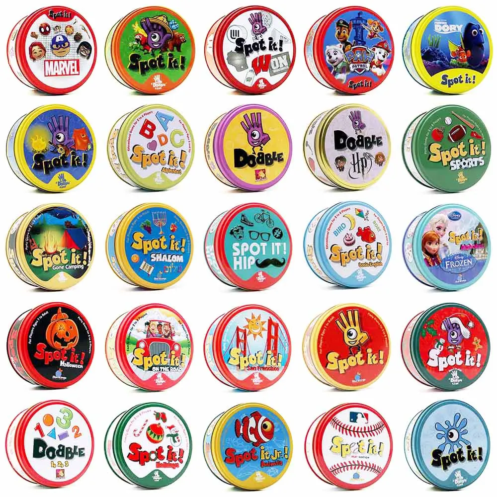 30/55pcs Spot it Game Dobble juego Card Game Table Board Game For Dobbles Kid Cards Go Camping Metal Tin Box Basic English Toys
30/55pcs Spot it Game Dobble juego Card Game Table Board Game For Dobbles Kid Cards Go Camping Metal Tin Box Basic English Toys