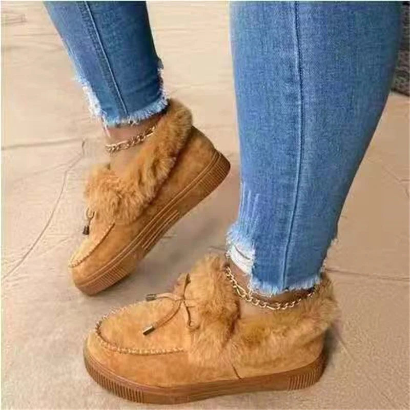 YeddaMavis New Winter Ankle Boots Suede Leather Snow Boots Plush Natural Fur Warm Slip-on Ladies Shoes Flats Plus Size 36-43
YeddaMavis New Winter Ankle Boots Suede Leather Snow Boots Plush Natural Fur Warm Slip-on Ladies Shoes Flats Plus Size 36-43
