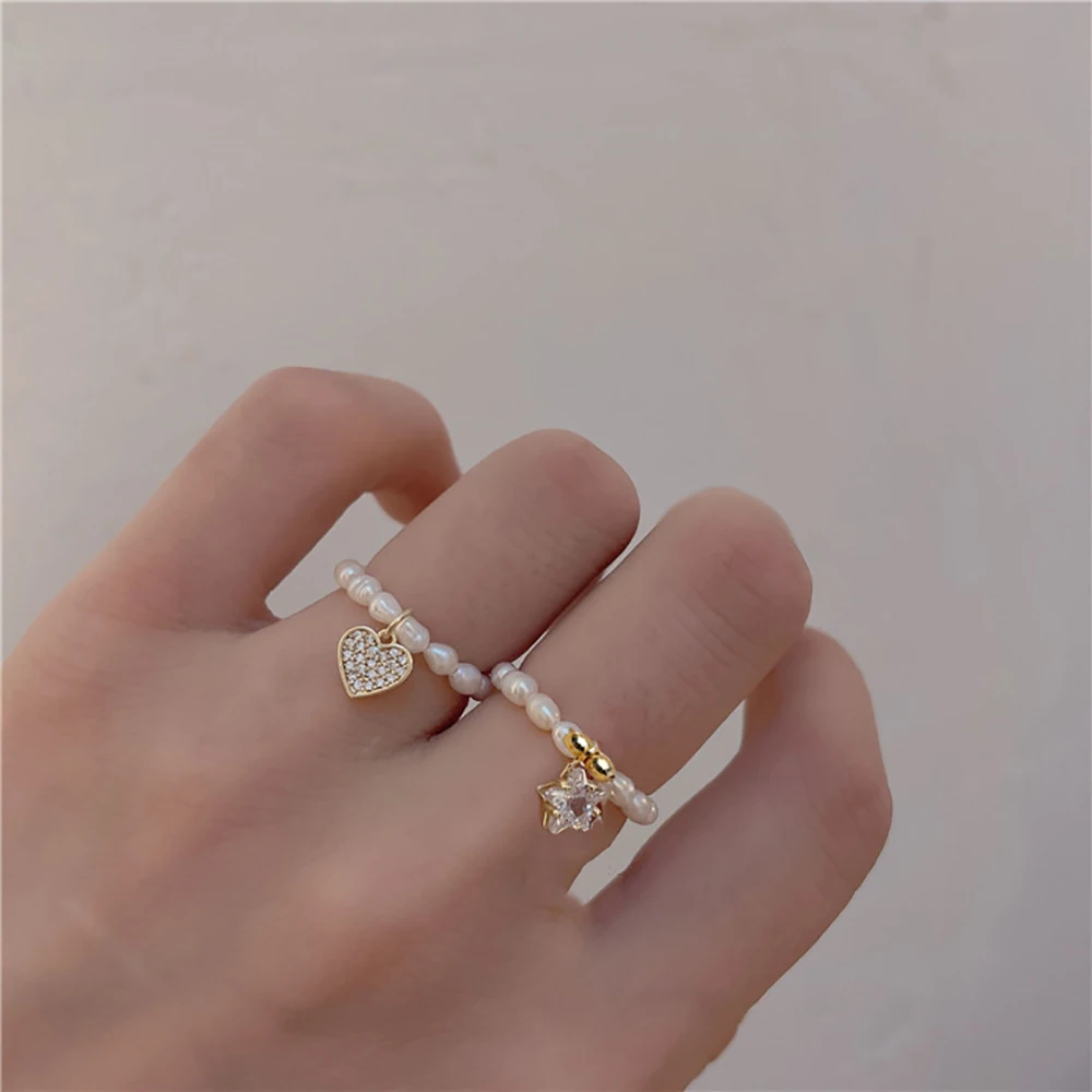 Natural Freshwater Pearl Beaded Elastic Ring Minimalist Finger Ring Star Heart Rings Gift For Women Geometric Party Jewelry
Natural Freshwater Pearl Beaded Elastic Ring Minimalist Finger Ring Star Heart Rings Gift For Women Geometric Party Jewelry