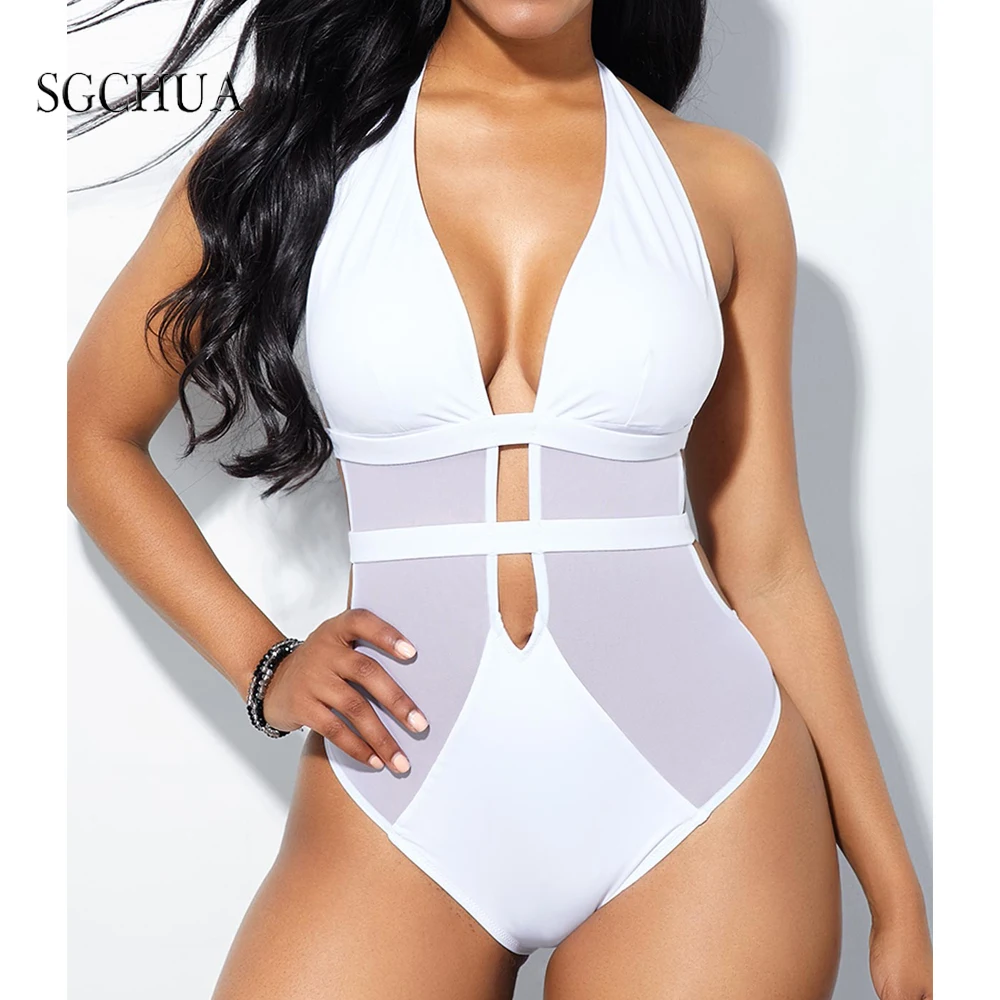 2022 Summer Women Swimsuit White Transparent Mesh One Piece Biqini Famale Sexy Deep V Swiwear Back Bandage Beachwear BathingSuit
2022 Summer Women Swimsuit White Transparent Mesh One Piece Biqini Famale Sexy Deep V Swiwear Back Bandage Beachwear BathingSuit
