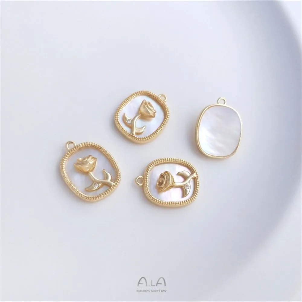 Inlaid natural seashell rose frame pendant 14K gold protection color DIY necklace clavicle chain jewelry pendant
Inlaid natural seashell rose frame pendant 14K gold protection color DIY necklace clavicle chain jewelry pendant