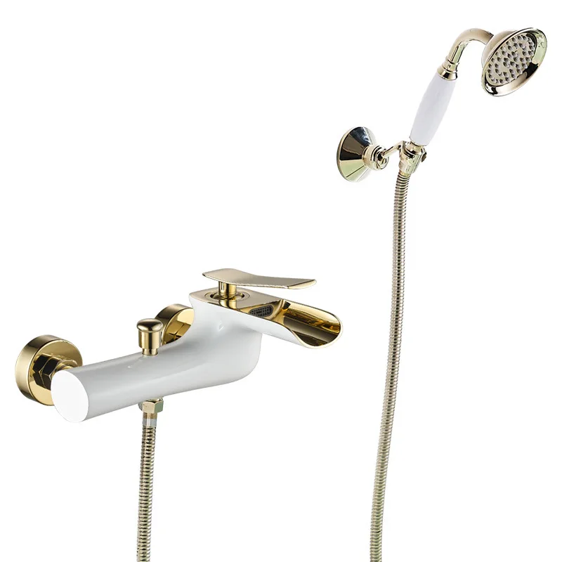 Bathtub Faucets Gold Bath Shower Set White Shower Set Bathtub Mixer Tap Dual Contral Shower Wall Mounted For Bathroom
Bathtub Faucets Gold Bath Shower Set White Shower Set Bathtub Mixer Tap Dual Contral Shower Wall Mounted For Bathroom