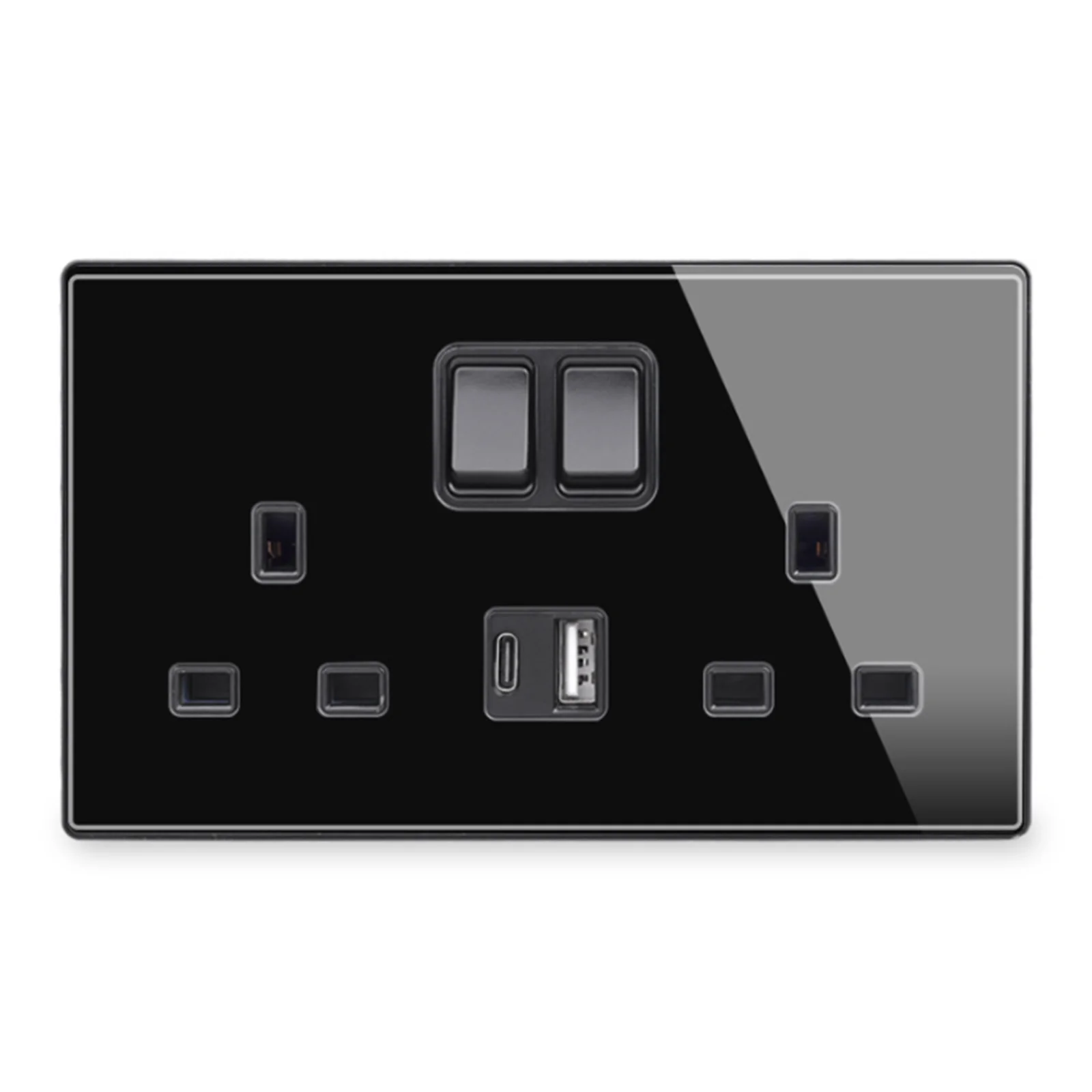 Socket Dual Switch Socket Tempered Glass With 2 USB Charging Ports 13 Amp 20W Fast Charging Board Wall Power Socket
Socket Dual Switch Socket Tempered Glass With 2 USB Charging Ports 13 Amp 20W Fast Charging Board Wall Power Socket