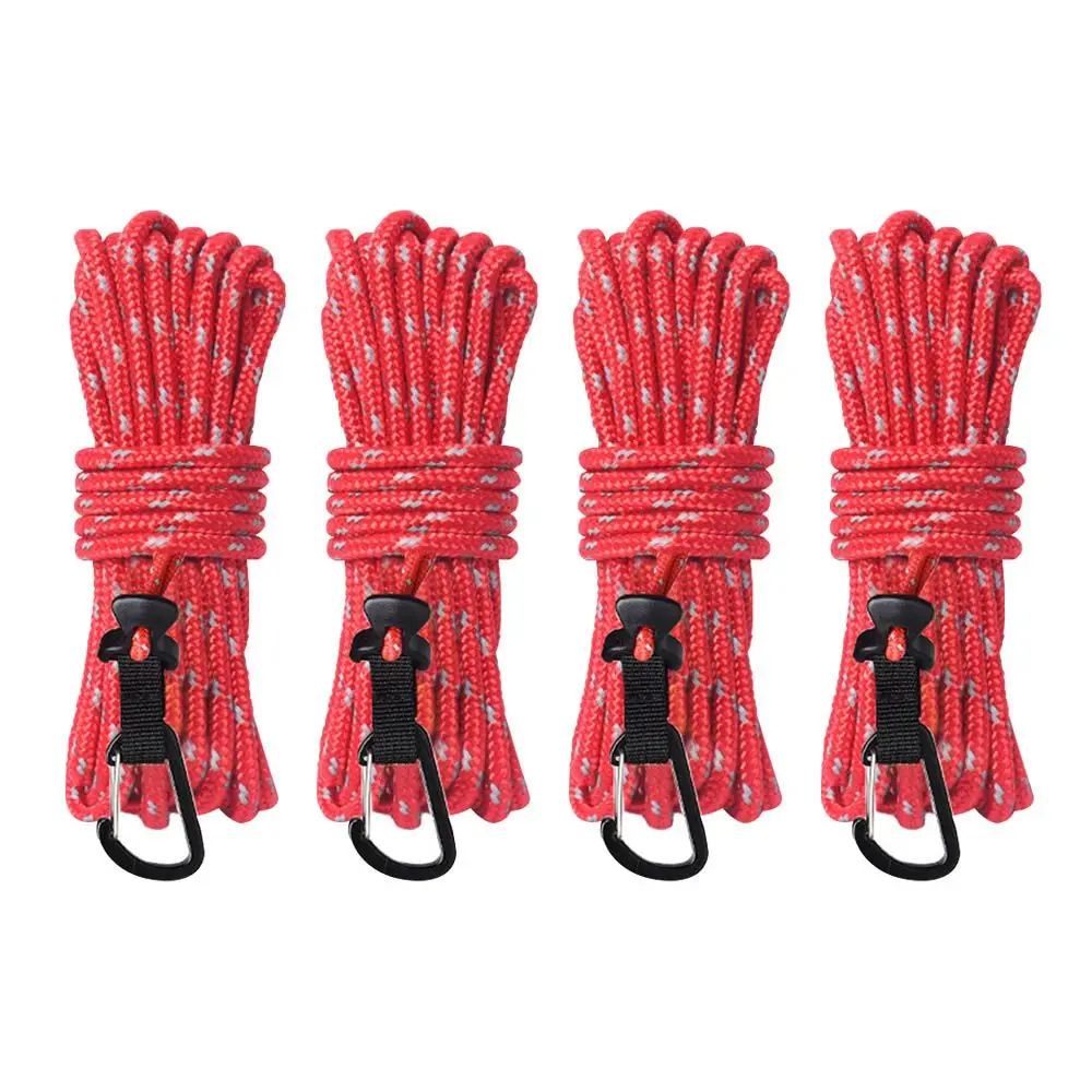 

4Pcs Portable Camping With Adjust Tensioner Outdoor Wind Rope Tent Guy Line Fixed Rope Tent Rope