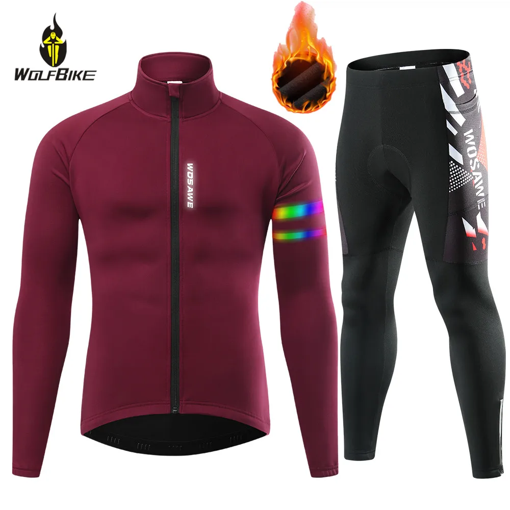 WOSAWE Winter Warm Men Bicycle Clothing Windproof Reflective Jacket Jersey Padded Pants Thermal Fleece MTB Bike Cycling Jumpuit
WOSAWE Winter Warm Men Bicycle Clothing Windproof Reflective Jacket Jersey Padded Pants Thermal Fleece MTB Bike Cycling Jumpuit