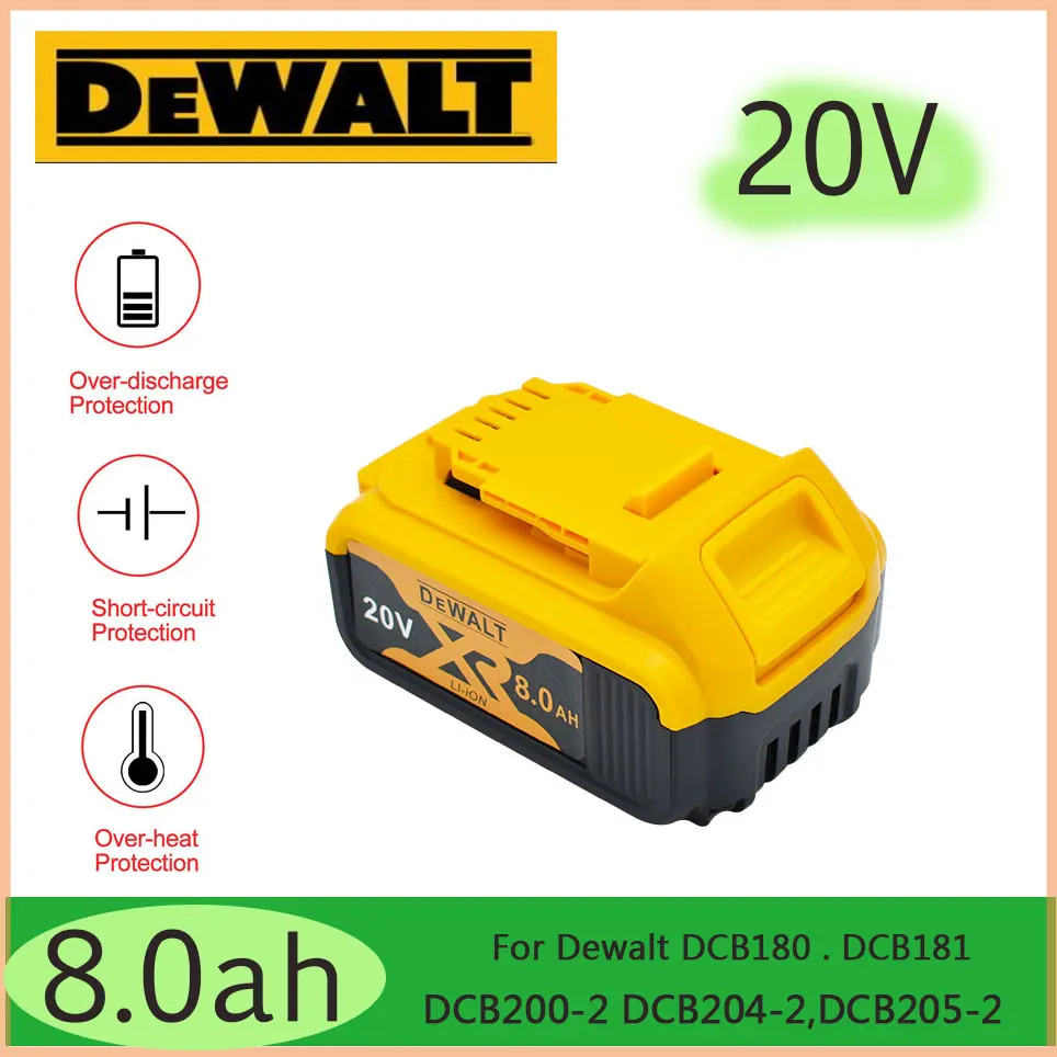 100% original 20V 8.0ah Max Battery Power Tool Replacement For Dewalt Dcb184 Dcb181 Dcb182 Dcb200 20V 3a 5a 6a 20V Battery
100% original 20V 8.0ah Max Battery Power Tool Replacement For Dewalt Dcb184 Dcb181 Dcb182 Dcb200 20V 3a 5a 6a 20V Battery